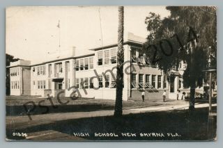High School Smyrna Florida Rppc Rare Antique Photo Postcard (crease) 1910s