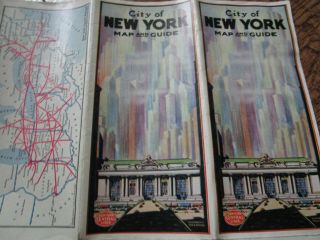 Rare 1927 York City Nyc Rr Railroad Map Guide W/hotels/theatres/steamships,