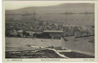 Real Photo Postcard Gibraltar North Town And Harbour Warships Late 1930s? Roisin