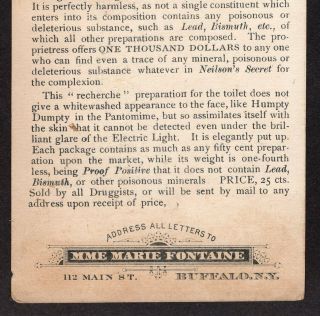 Oscar Wilde 1880s Neilsons Secret Mm Marie Fontaine Freckle Cure Buffalo NY Card 7