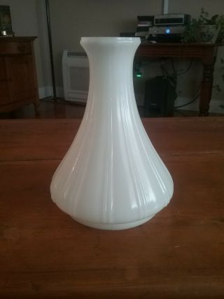 White Milk Glass Angle Lamp Ribbed Chimney Shade Vintage Marked " Angle - Ny "