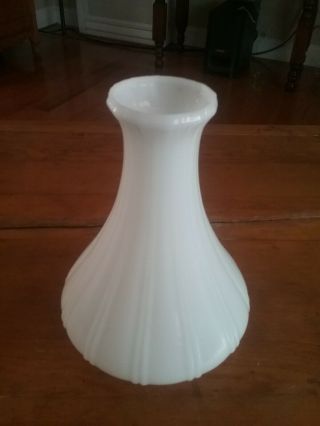 White Milk Glass Angle Lamp Ribbed Chimney Shade Vintage Marked 