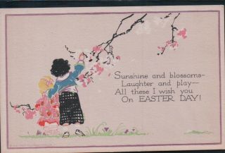 P.  F.  Volland Sunshine And Blossoms Vintage Easter Postcard