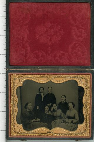 1/4 Plate Tintype Of Family In Complete Case In