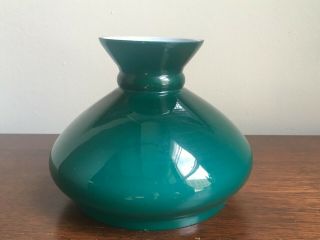 Green And White Cased Glass Student Oil Lamp Shade For 5 Inch Fitter