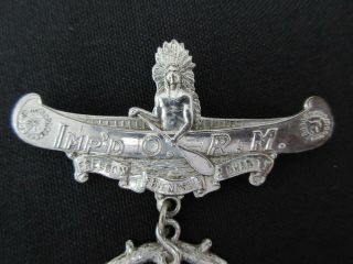 1890 ' s Improved Order of RED MEN Fraternal Order Indian in Canoe w/Spears Medal 3