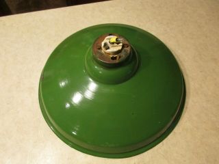 Vintage Industrial Green Porcelain Enamel Gas Station Barn Light Shade 14 "