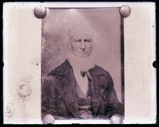 (1) Late 1800s - Early 1900s Glass Negative; Of Old Man Tintype,  Marked " S Pinney "