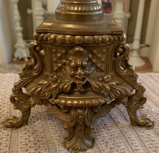 Antique Solid Brass Ornate 3 Arm Candelabra Made In Italy 4