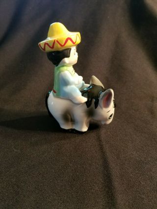 VINTAGE MEXICAN BOY ON A DONKEY SALT AND PEPPER SHAKERS JAPAN 3