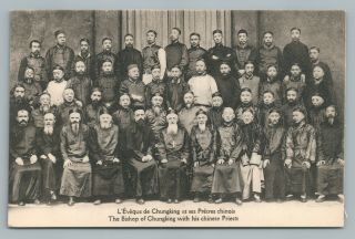 Catholic Bishop Chungking Chongqing 重庆市 Chinese Priests—antique Missionary 1910s