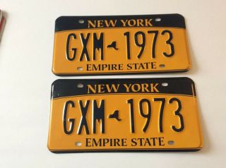 Vintage York State Black & Yellow License Plates - (gxm - 1973)