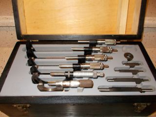 Vintage Millers Falls/starett 0 - 6 " Set Of 6 Outside Caliper Micrometers,  Case