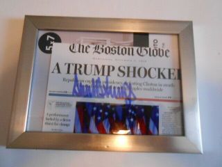 Boston Globe Framed Donald Trump Headline Autographed Photo