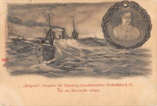 Ss Bulgaria In Rough Sea,  Image Of Captain,  Hamburg America Ship Line 1899