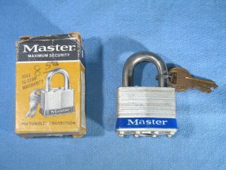Vintage Master Lock 1 Padlock W/keys Milwaukee Wisc