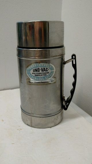 Uno - Vac Food Thermos 20 Ounce Unbreakable Stainless Steel No 175 Vintage