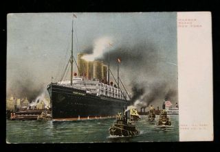 1904 York Ny Kaiser Wilhelm Ii Ship At Harbor Vintage Postcard