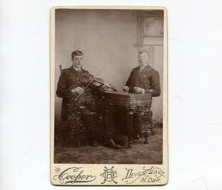 C1891 Cab Card Of 2 Men With A Violin & Dulcimer,  Devils Lake,  North Dakota
