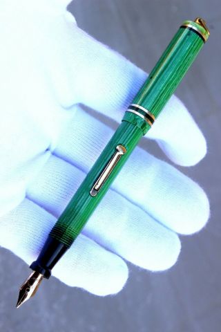 ECLIPSE - Fountain Pen - JADE GREEN CELLULOID - 14K GOLD NIB - From 20 ' s 8