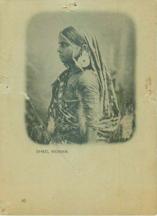 Pc India Bheel Woman Victorian Court Card Social History / Ethnic C1900