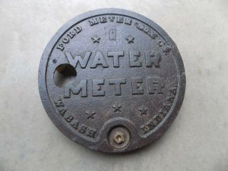 Old 12 " Ford Meter Box Black Cast Iron Water Meter Manhole Cover - Wabash,  In.