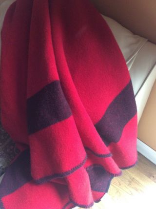 Vintage Trapper Wool Red & Black Camp Horse Blanket Western Camping Throw 60x53