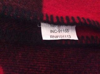 Vintage Trapper Wool Red & Black Camp Horse Blanket Western Camping Throw 60x53 4