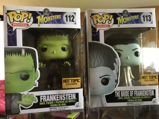 Funko Pop 112/113 - Frankenstein & The Bride Of Frankenstein - Glows In The Dark Ht