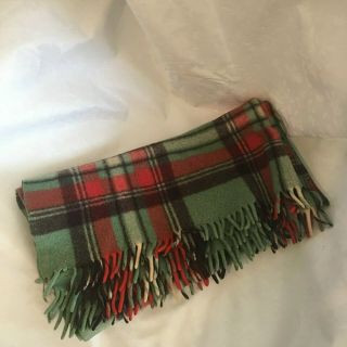 Vintage Wool Red And Green Plaid Blanket Fabric Size 39 " X 44 "