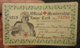 1919 Official Red Cross Membership Xmas Card - St Joseph Missouri Chapter