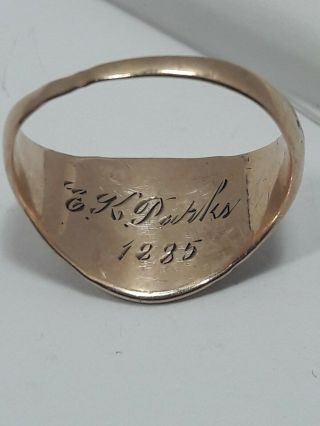 1885 Antique 10KT GOLD Masonic Freemason Ring - size 8 - 4.  4 grams 5