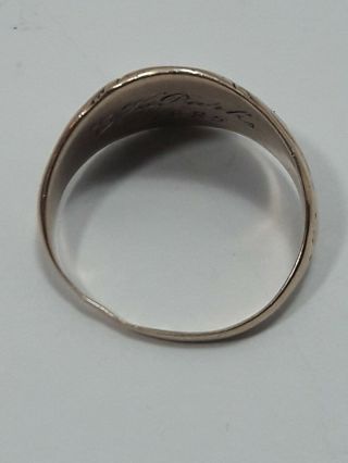 1885 Antique 10KT GOLD Masonic Freemason Ring - size 8 - 4.  4 grams 7