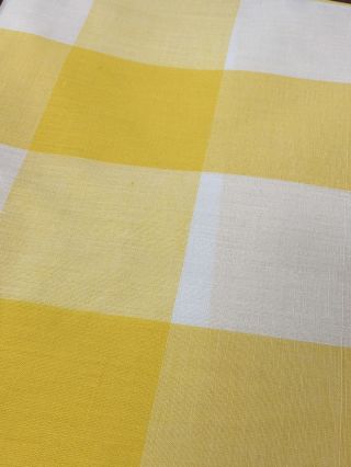 Vintage 70s Yellow Gingham Large Print Cotton Fabric 3 Yards
