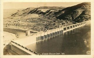 Real Photo Postcard Grand Coulee Dam From Reservoir,  Washington - Ellis - 1943