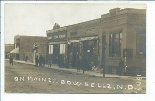Bowbells Nd North Dakota Rppc Postcard Main Street Bank