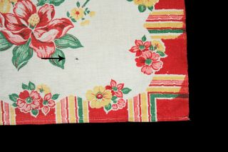 Vtg 1950 ' s Novelty Print Linen Kitchen Towel Startex Floral Stripe Ladies Dress 8