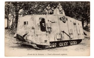 Tank Allemande Capturé Front De La Somme France Guerre 1914 - 18 Cpa Postcard