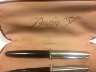 Vintage Parker 51 Pen & Mechanical Pencil Set Brown in Brown Case 3