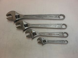 Vtg Diamond Caulk Horseshoe Diamalloy Adjustable Wrench Set 4 ",  6 " 8 " & 10 " Usa
