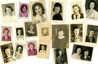 Vintage Photos Young And Teen Girls School Photos Wallet Size Graduation 30s - 60s