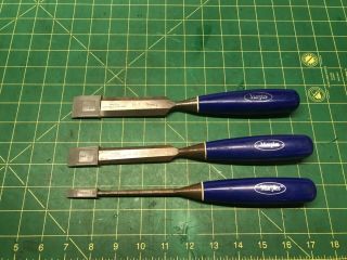 Marples Blue Chip Chisel Set Of 3 - Made In Sheffield England,  1/4”,  3/4”,  1”