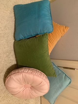 Vtg Mid Century 5 Throw Pillows Multicolor Multi Fabric
