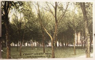 Vintage 1909 Court House Park Watertown South Dakota Color Post Card