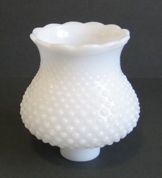Vintage Hurricane Lamp Shade White Milk Glass Hobnail Scalloped Ceiling Fixture