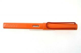 2004 Lamy Safari Fountain Pen Orange W/ Red Clip Broad Nib
