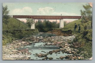 Rock Island Railroad Bridge Windsor Missouri—rare Antique Handcolored Postcard