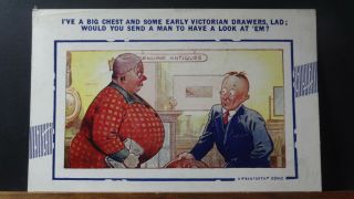 Bamforth Comic Postcard: Antique Dealer & Bbw Big Boobs & Fat Lady Theme