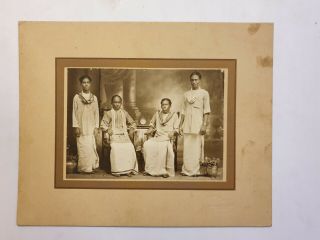 Vintage Photo Indian Family In Rangoon Ahuja Studio 10in X 8in