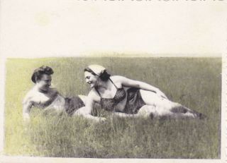 1950s Pretty Nude Woman Friends Field Hand Tinted Russian Soviet Photo Lesbian
